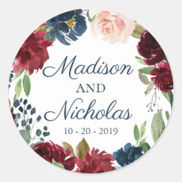 Adesivo Marinho Marsala Invólucro Floral Vinhetas de Selo