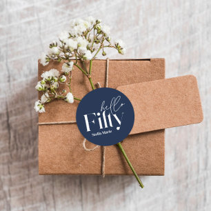 Adesivo Marinho mínimo moderno, azul simples, 50º aniversá