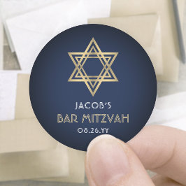 Adesivo Marinho Mitzvah bar Azul Branco e Estrela Dourada