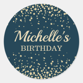 Adesivo Marinho moderno Azul Dourado Brilhante Aniversário