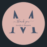 Adesivo Marinho Moderno Blue Blush Monograma Casamento Obr<br><div class="desc">Marinho personalizado,  azul e obrigado de casamento monograma esbranquiçado,  você cola com uma fonte moderna de escrita. Personalizar facilmente online. Itens correspondentes disponíveis para complementar estas etiquetas de casamento elegantes de monograma.</div>