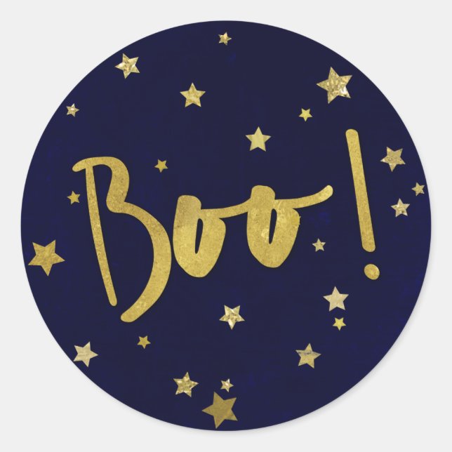 Adesivo Marinho moderno Blue e Dourado Stars Halloween Boo (Frente)