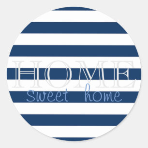 Adesivo Marinho Moderno Blue Stripes, Home Sweet Home