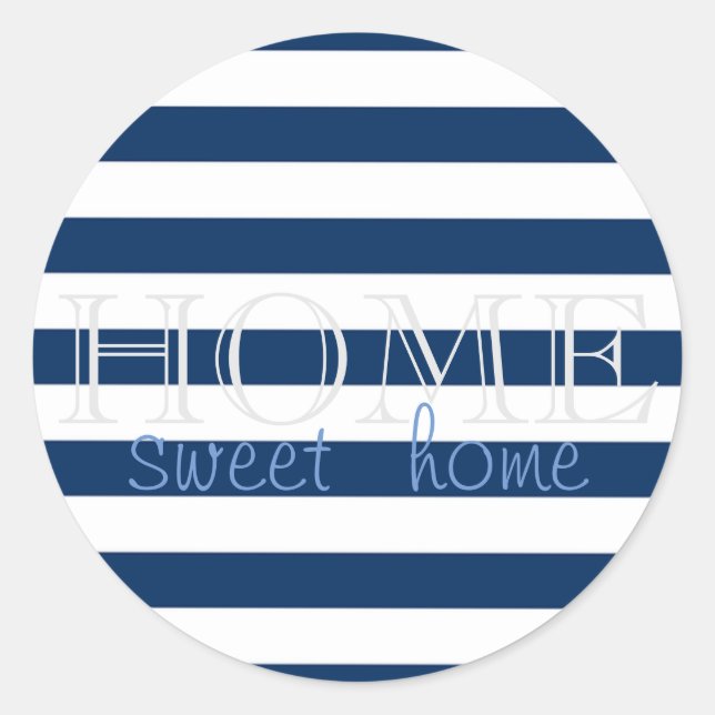 Adesivo Marinho Moderno Blue Stripes, Home Sweet Home (Frente)