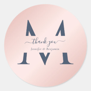Adesivo Marinho Moderno Blush Monograma Casamento Favor Ob