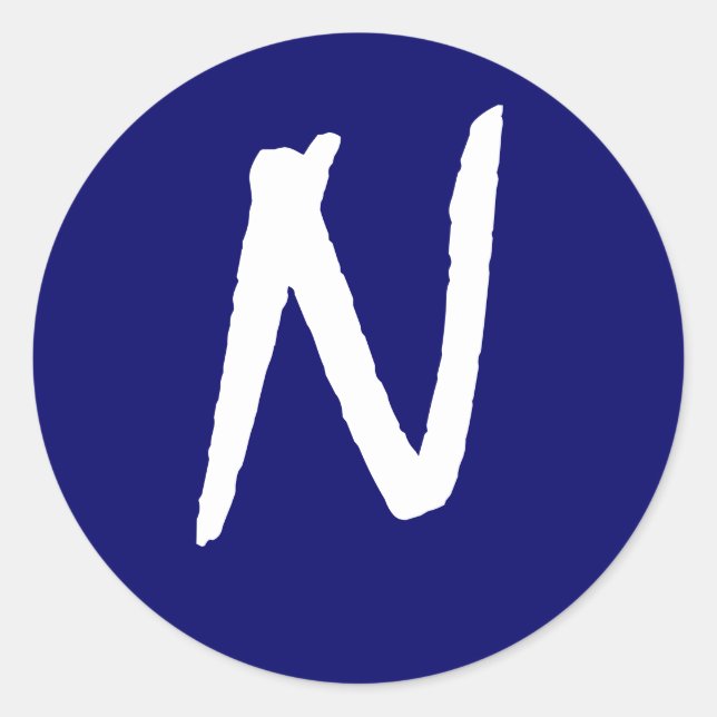 Adesivo Marinho Personalizável "N" do Selo de Convite Mono (Frente)