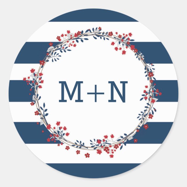 Adesivo Marinho Red Wreath envelope de casamento selo 3986 (Frente)