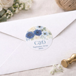 Adesivo Marinho Royal Bue Casamento Watercolor Flores De M