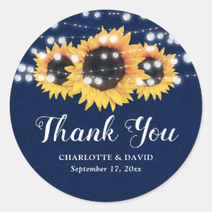 Adesivo Marinho Rustic Blue Sunflower Wedor Favor
