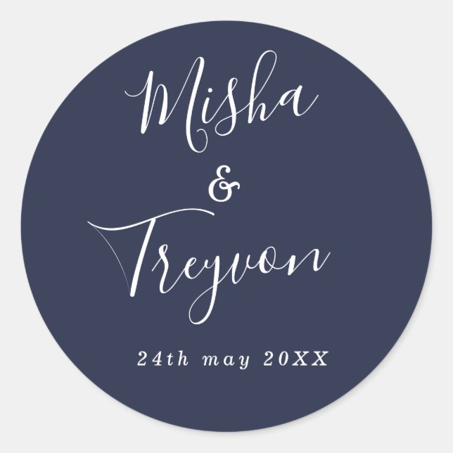 Adesivo Marinho Simples Típico Casamento Favorito Selo (Frente)