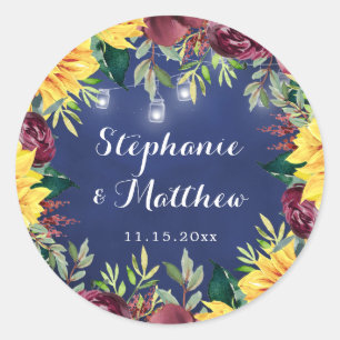 Adesivo Marinho Sunflower Mason Jars Lights Casamento Flor