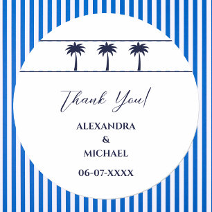 Adesivo Marinho White Palm Tree Casamento Costeiro Obrigad
