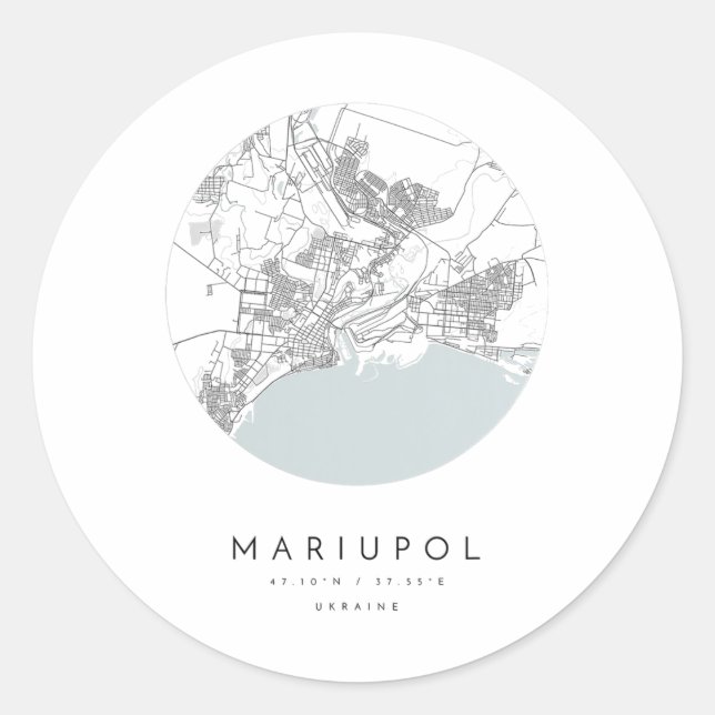 Adesivo Mariupol Ucrânia Coordenadas Mapa Cidade Natal  (Frente)