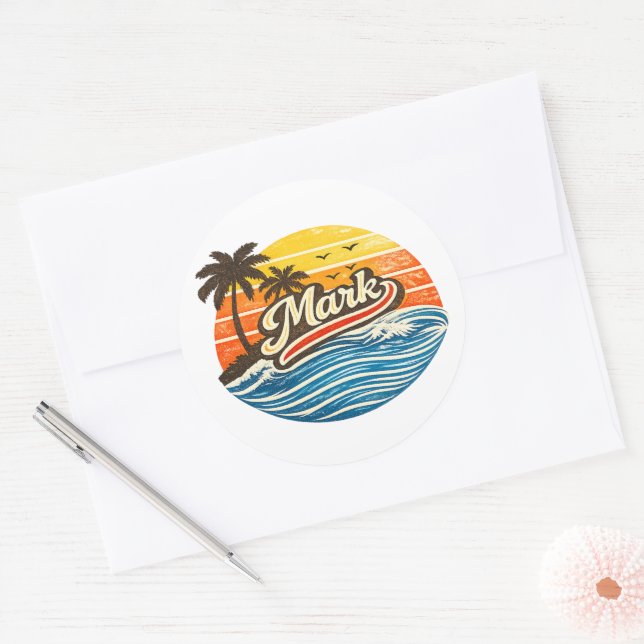 Adesivo Mark Retro Sunset Name Design (Envelope)