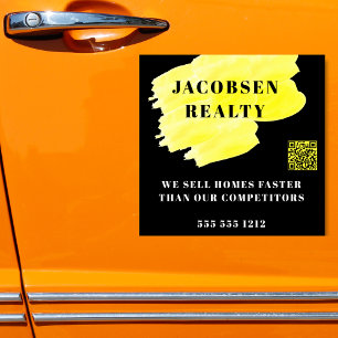 Adesivo Marketing de código QR de empresa amarelo preto mo