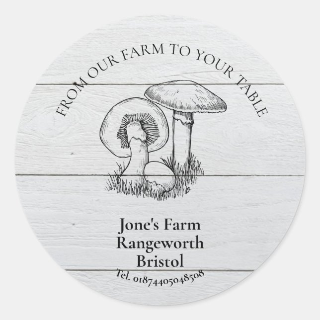 Adesivo marketing de cogumelos produz cogumelo (Frente)