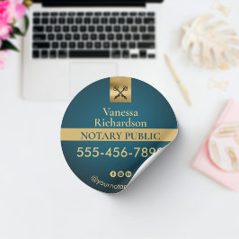 Adesivo Marketing notário azul e Dourado profissional