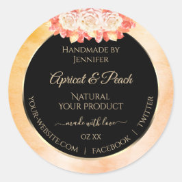 Adesivo Mármaco de pêssego floral e rótulos de produto pre