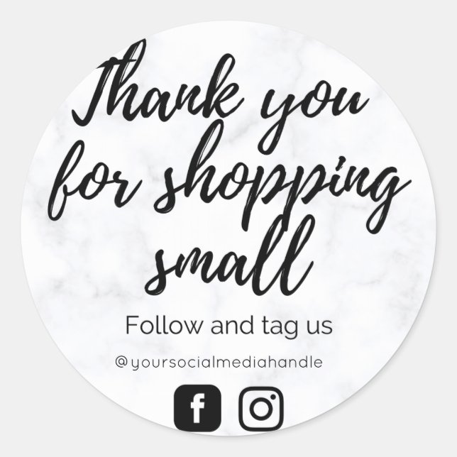 Adesivo Mármaco preto e branco Obrigado, Stick (Frente)