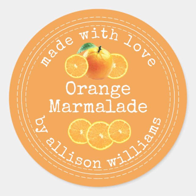 Adesivo Marmelada Caseira Rústica de Laranja (Frente)