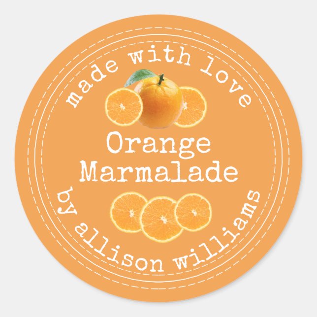 Adesivo Marmelada Caseira Rústica de Laranja (Frente)