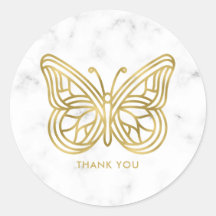 Mármore Branco e Borboleta Geométrica Dourada