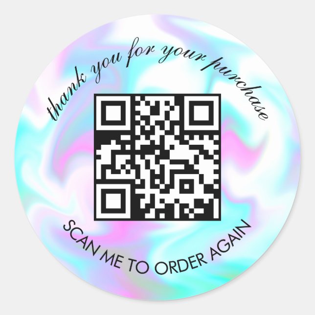 Adesivo Mármore de Água QR Code de Agradecimento Boutique  (Frente)