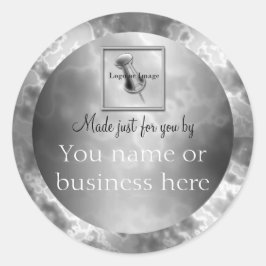 Adesivo Mármore de carvão preto personalizado redondo