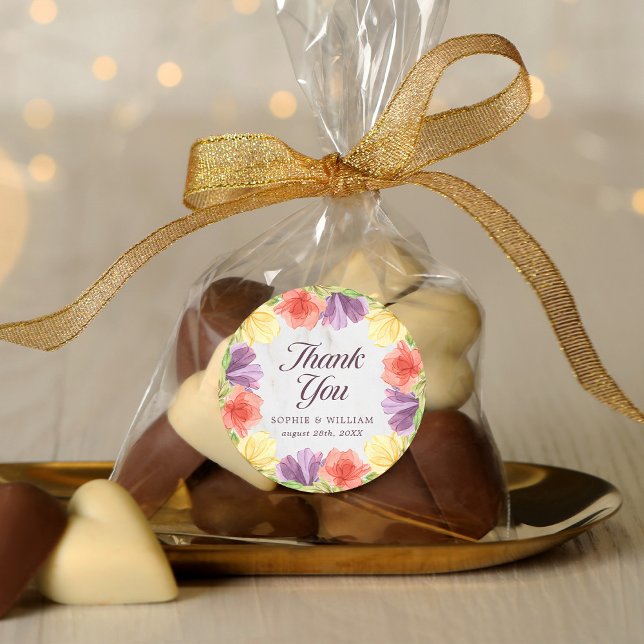 Adesivo Mármore de Flores Vibrantes Obrigado (Criador carregado)