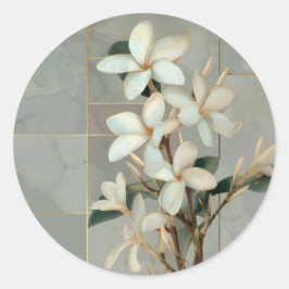Adesivo Mármore de Linha Dourada Flor de Magnólia Branca