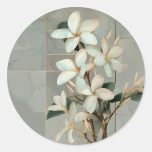 Adesivo Mármore de Linha Dourada Flor de Magnólia Branca