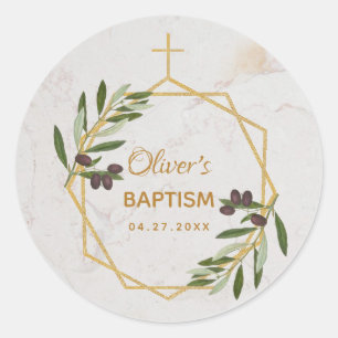 Adesivo Mármore do Batismo Ramalhete de Oliveira Botânico 