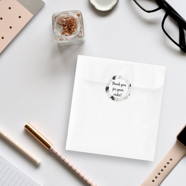 Adesivo Mármore preto e branco Obrigado (Criador carregado)