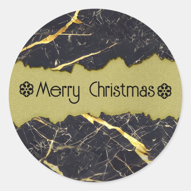 Adesivo Mármore Preto e Faux Dourado Personalizável (Frente)