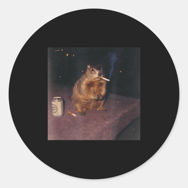 Adesivo Marmota Engraçada Fumando Cigarro Meme Retro Geraç (Frente)