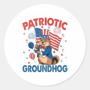 Adesivo Marmota Patriótica Bandeira Americana 4 De Julho
