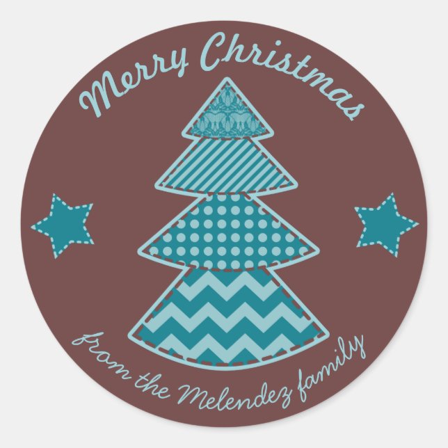 Adesivo Maroon Aqua Teal Quilado de Natal (Frente)