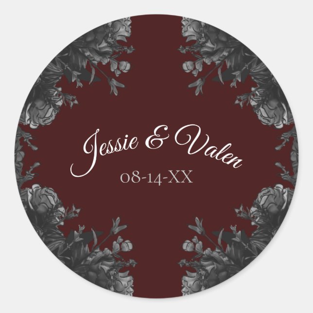 Adesivo Maroon Black Cinza Rosa Gothic Weding (Frente)