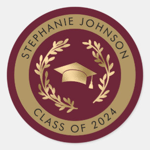 Adesivo Maroon e Classe Dourada de Graduação 2024