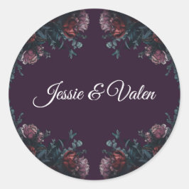 Adesivo Maroon Mauve, Casamento Elegante Floral Roxo Escur