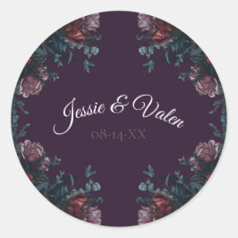 Adesivo Maroon Mauve, Casamento Elegante Floral Roxo Escur