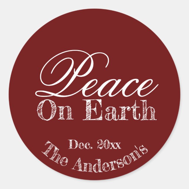 Adesivo Maroon Minimalist Peace On Earth Stickers (Frente)