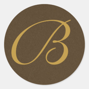 Adesivo marrom e selos Monogrammed do envelope do ouro