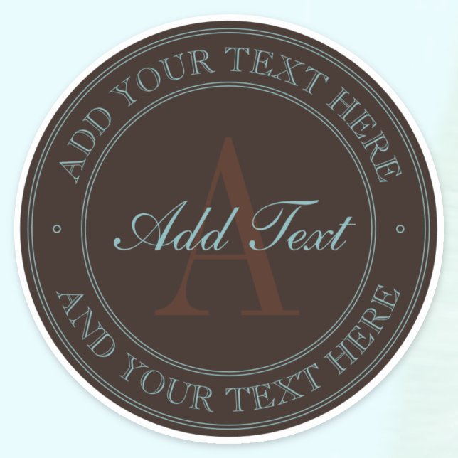 Adesivo Marrom escuro Elegante Monograma claro (Criador carregado)