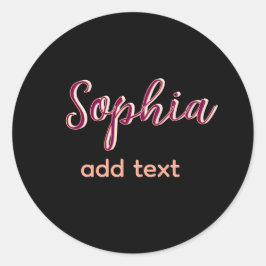 Adesivo marron adicione name girl patrão texto preto elega