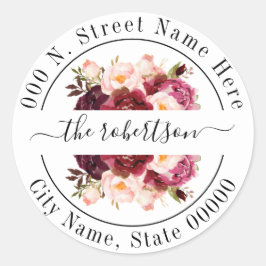 Adesivo Marsala burgudy floral boho chic back address