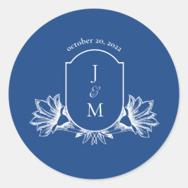Adesivo Marseilles Bleu Floral Weding Monograma Crest