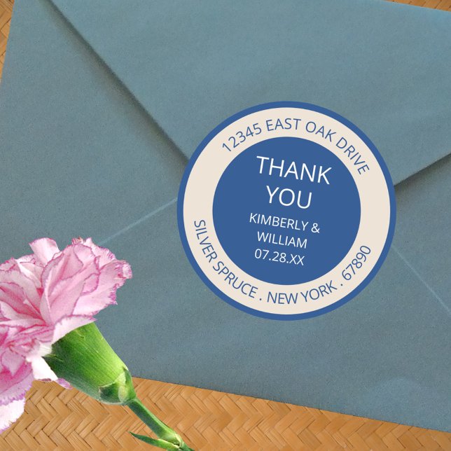 Adesivo Marselha Bleu Chic Wedding Favor Ou Envelope (Marseille Bleu Modern Wedding Stickers - Custom Wedding Favors Or Envelope Seals)
