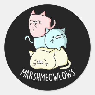 Adesivo Marsh-meow Engraçado Gato Marshmallow Pun Dark BG