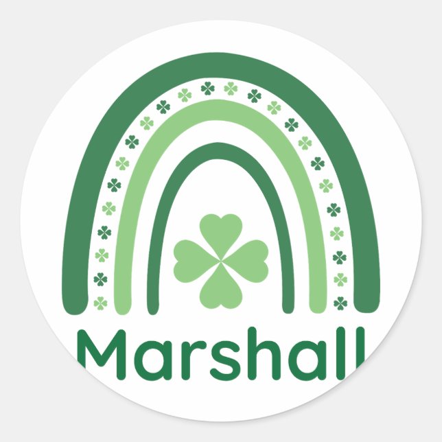 Adesivo Marshall Nome Clover Boho Arco-íris (Frente)